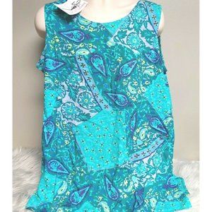 Diane Von Furstenberg Tank To Green Blue Paisley Sleeveless